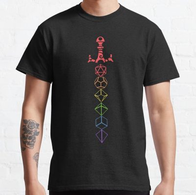 Rainbow Dice Sword Tabletop Rpg Gaming T-Shirt Official Critical Role Merch